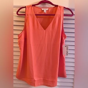Nine West XL coral vneck tank, dual layer front, NWT never worn